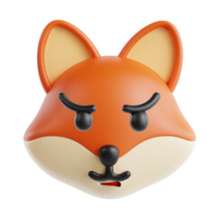 Realistic Rendered Angry Fox Expression Detailed Face Emoji Mascot Animal