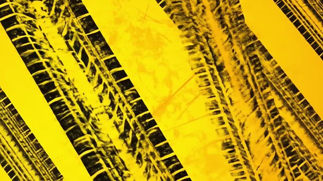 Abstract tire tracks on yellow background