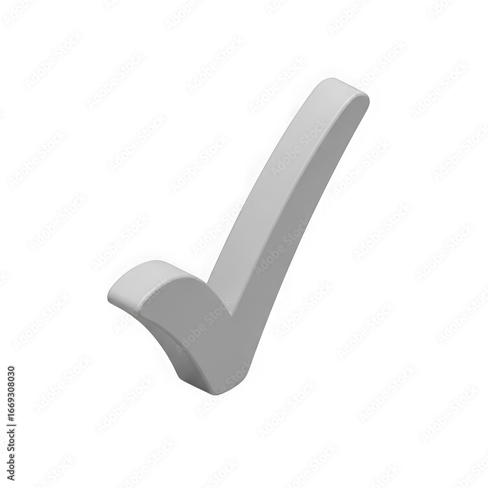 Poster 3d icon of 3d rendered gray check mark symbol isolated on transparent background