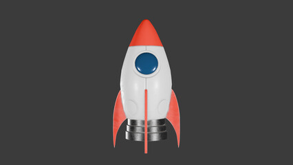 Isolated 3D cartoon rocket ship flying at high speed through space. PNG © Ammad