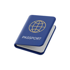 3D Blue Passport Icon with Globe Symbol Representing International Travel