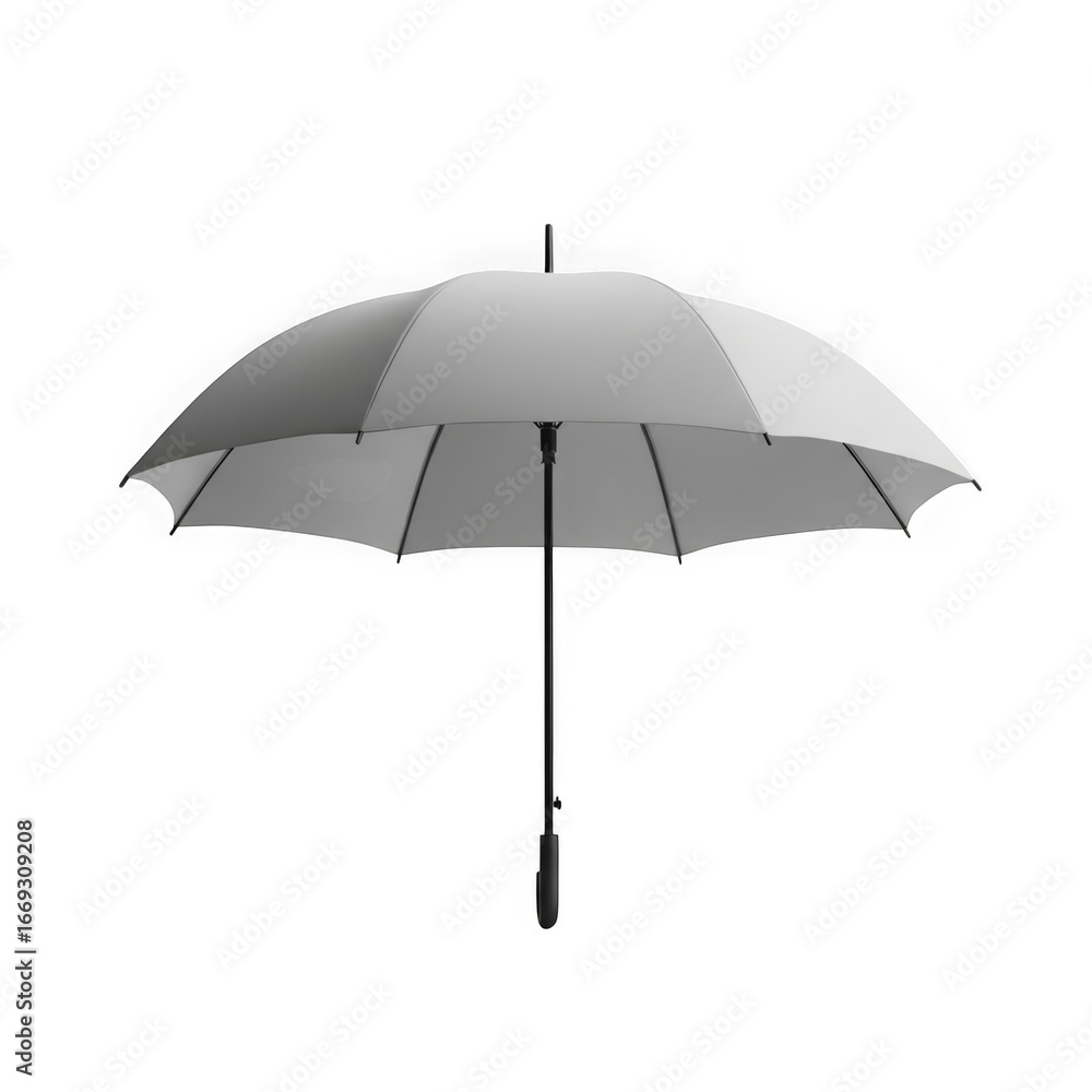 Poster 3d icon of a plain gray umbrella isolated on a transparent background, ready for use in any weather 