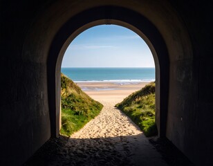 Obraz premium Tunnel archway to beach