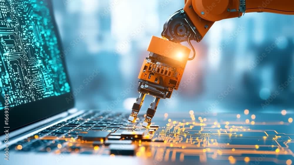 Aufkleber robotic arm circuit technology computer innovation artificial intelligence futuristic digital