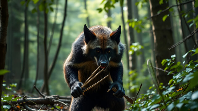 Wolverine (Gulo gulo) in forest