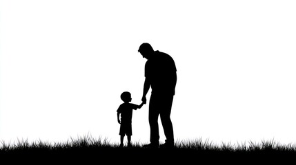 Father and son holding hands silhouette