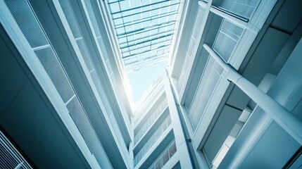 Fototapeta premium Modern building's interior courtyard, light-filled
