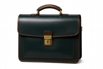 Professional leather briefcase featuring polished brass hardware, symbolizing executive elegance and corporate refinement