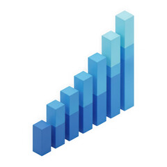 Fototapeta premium 3d icon of isometric bar graph showing upward trend isolated on transparent background