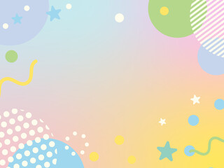 背景（パステルカラー、幾何学模様）