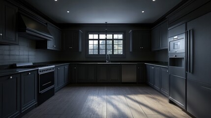 Dark modern kitchen interior design