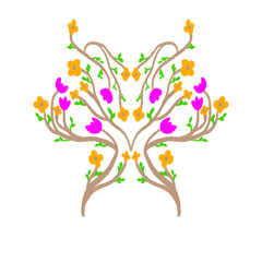 Naklejka premium Symmetrical Floral Illustration