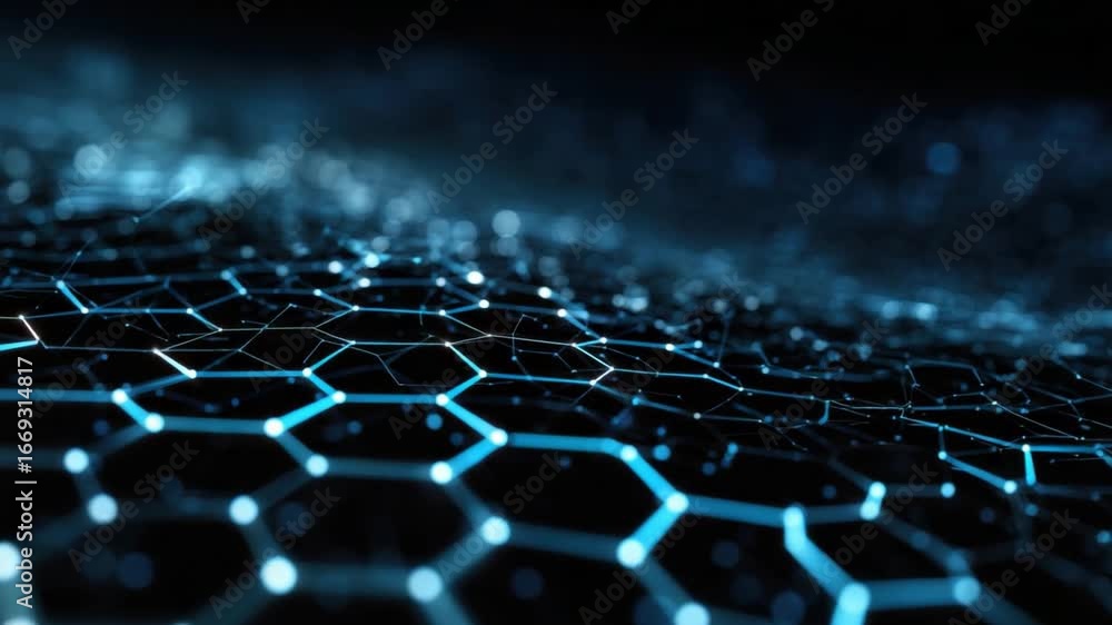 Poster abstract technological web: this captivating image showcases a digital network of interconnected hex