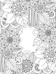 Handmade flower doodle coloring pages for adults 
