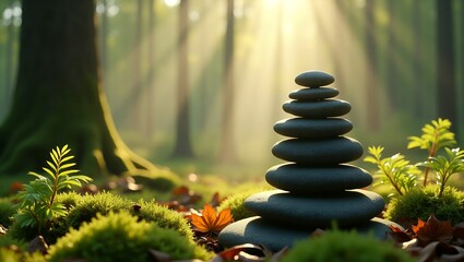 Balanced Zen Stones in Natural Landscapes Symbolizing Mindfulness, Harmony, Meditation, and Spiritual Calmness Worldwide