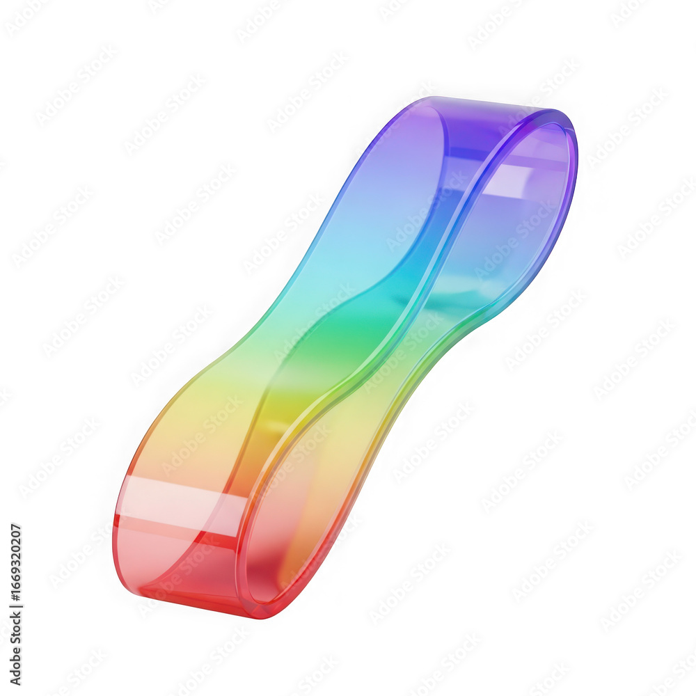 Poster 3d icon of rainbow gradient curved object isolated on transparent background