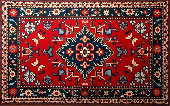 Yalda-themed textiles, such as Persian rugs and tablecloths. AI generative. High quality