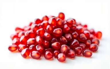Pomegranate seeds on a white background, fresh and juicy fruit close-up, high-resolution food photography, perfect for Yalda Night themes and Persian celebrations - 2. High quality