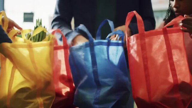 Grocery shopping experience urban market consumer activity daylight close-up view sustainable choices