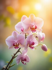 Fototapeta premium Tiny orchid petals unfolding in soft morning light