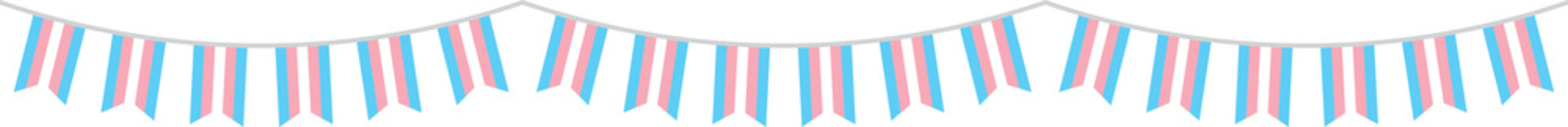 Naklejka premium Transgender flag party bunting. LGBTQIA+ concept. Flat design illustration. 