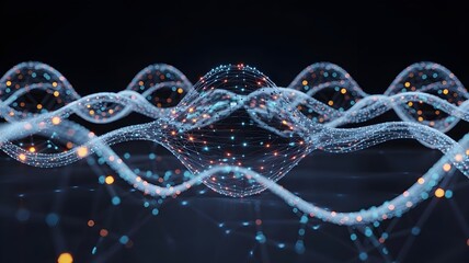 3D render of a glowing big data network, AI and machine learning concept.