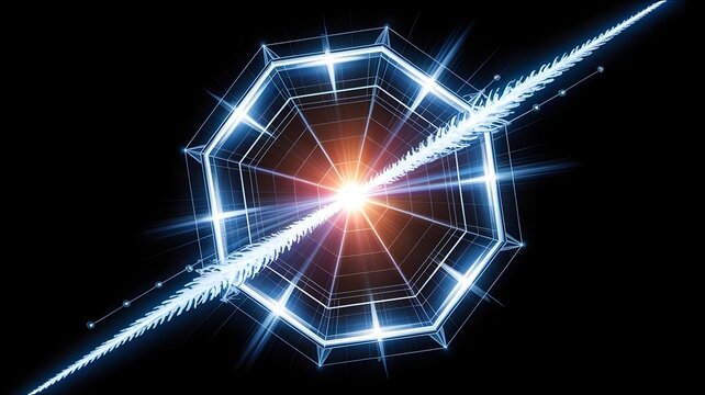 Glowing hexagonal energy shield, cybersecurity and defense concept.