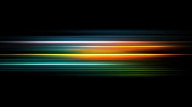 Layered parallel glowing lines in spectrum colors on a black background