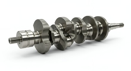 Precision engineered crankshaft gleaming metallic component ready for automotive assembly and performance enhancement
