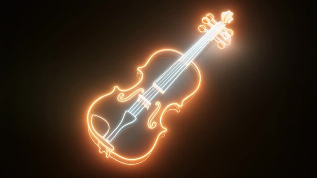 Illuminated violin art displayed in a creative light show