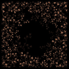 Simple leaf pattern perfect for hijab, scarf or greeting card in brown black color