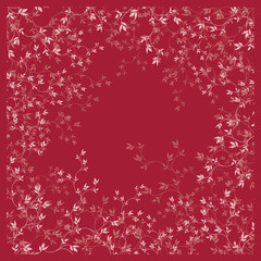 Simple leaf pattern for hijab or scarf in red pink color