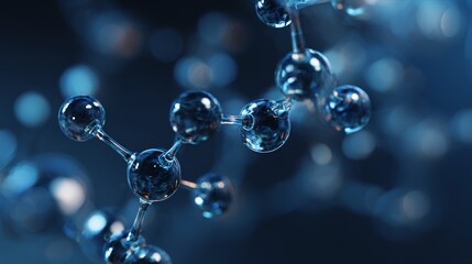 Futuristic molecular structure with hexagonal patterns on a blue science background for biotechnology, genetic research, chemical engineering, and medical innovation concepts