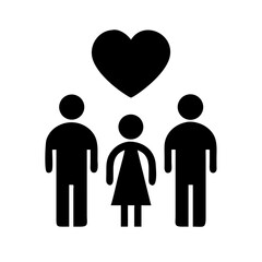 Silhouette People With Donation Heart Icon for Web and Graphic Design