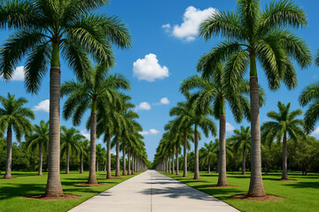 Fototapeta premium Pixelated tropical paradise with palm trees and ocean vista