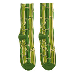 Obraz premium Pair of green socks with bamboo print design isolated on white background