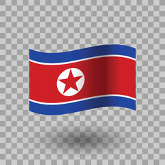 North Korea flag vector. North Korea wavy flag isolated transparent background. Flag of North Korea symbol icon. EPS 10