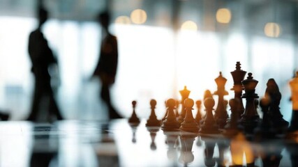 Chess Game Strategy: Business People Silhouettes and Strategic Thinking Concept - Powered by Adobe