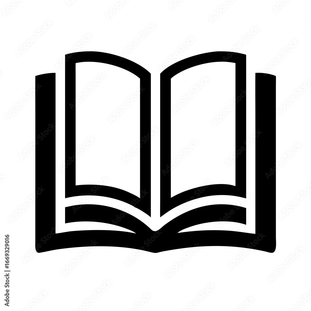 Poster silhouette book open icon for web and graphic design