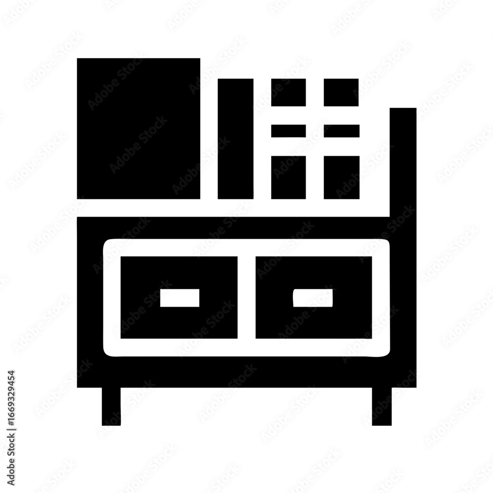 Poster silhouette bookshelf icon for web and graphic design