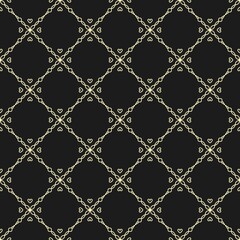 Fototapeta premium Elegant black and gold seamless pattern with heart-shaped chains, perfect for luxury backgrounds, digital art, or decorative designs.
