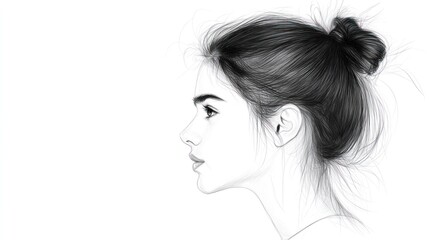 Elegant female profile drawing