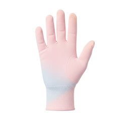 Obraz premium Delicate pink and white tie-dye knitted glove isolated on white background