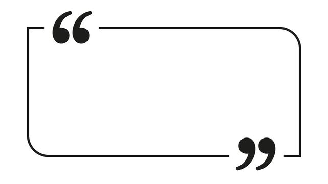 Animated square design with black quotes to place text on a white background