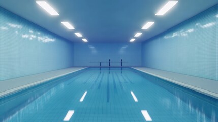 Empty light blue swimming pool interior