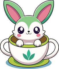 Cartoon Rabbit, Cute Cartoon Rabbit, Cute Cartoon Rabbit Vector Set, Adorable Rabbit Vector Art.