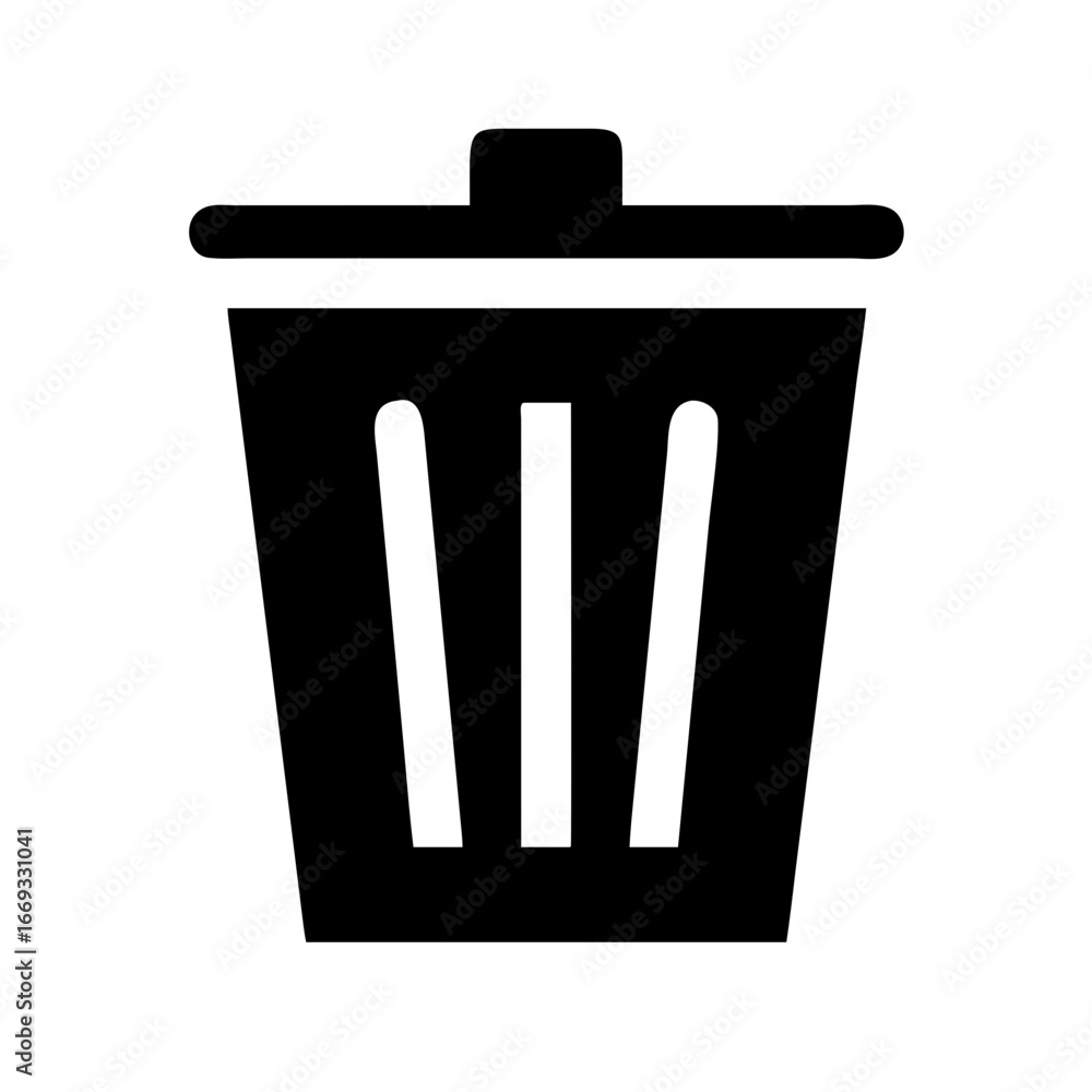 Poster silhouette garbage bin for web and graphic design