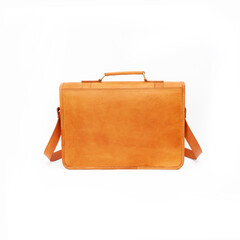 Tan leather sling bag isolated on white background, perfect for leather industry catalog design