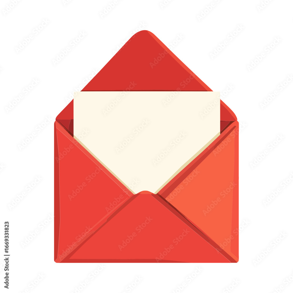 Aufkleber a red open envelope with a blank note inside, suitable for websites or blogs to represent communicat