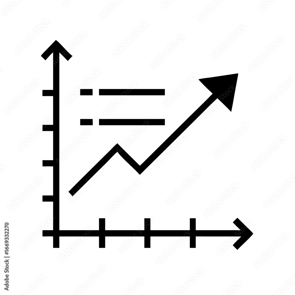 Aufkleber silhouette line chart with arrow for web and graphic design